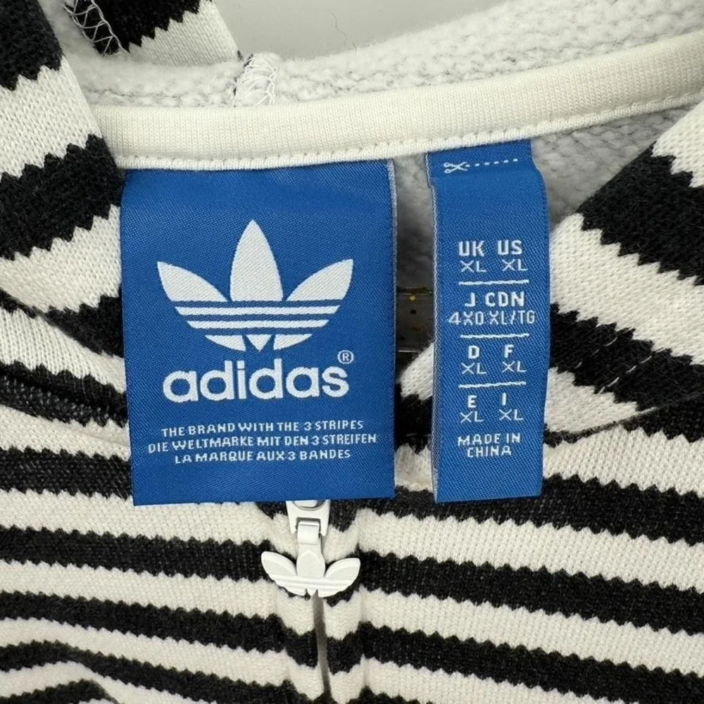 Adidas‎ by Nigo Hoodie Mens XL Striped Full Zip Bear Graphic Rare Black White